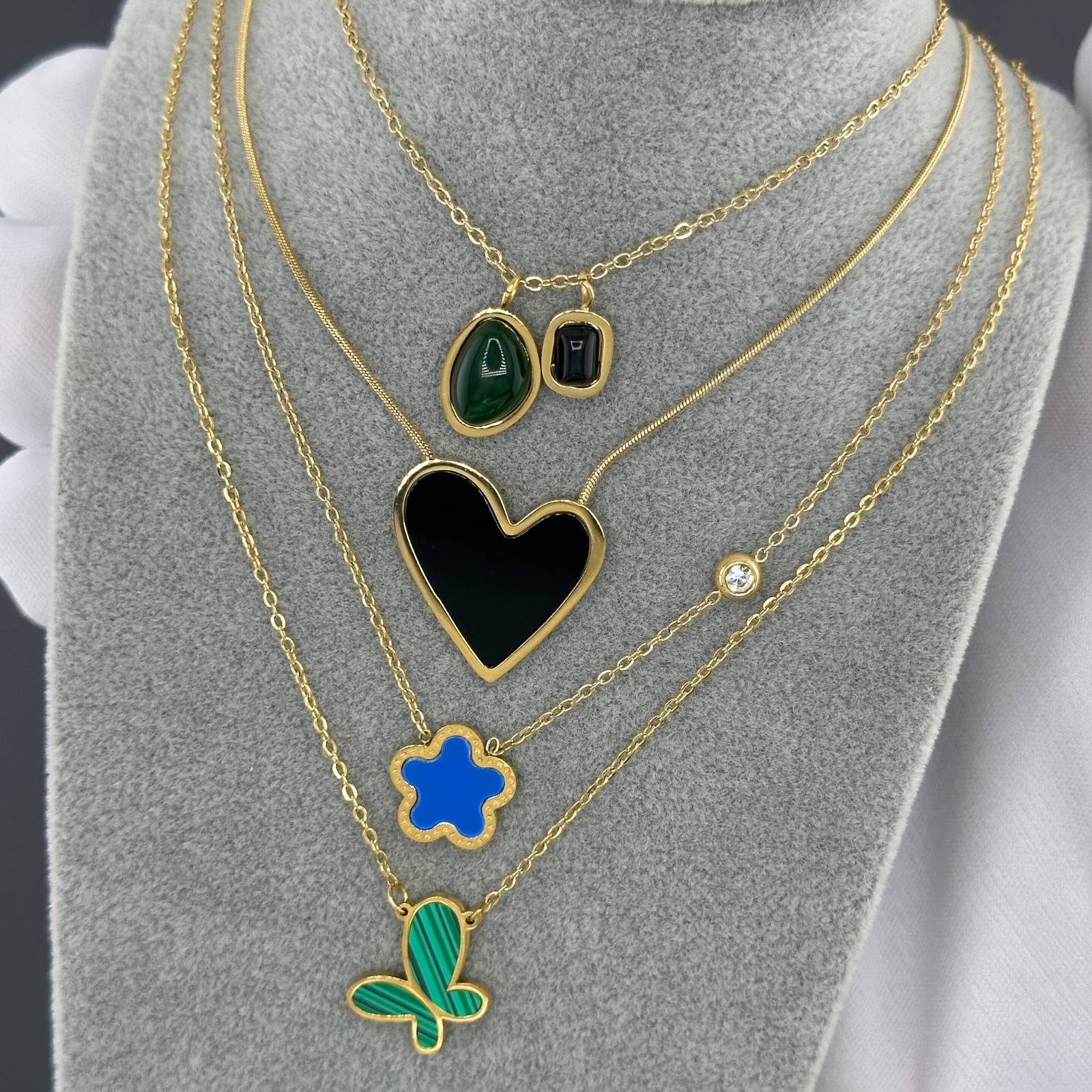 Heart Necklace, 18K Gold Plated Steel