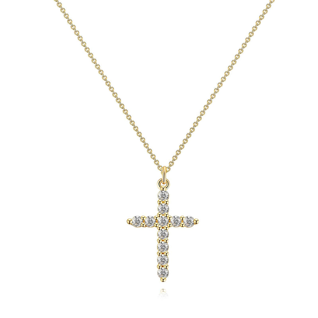 Cross Necklace, 18K Gold Plated Steel