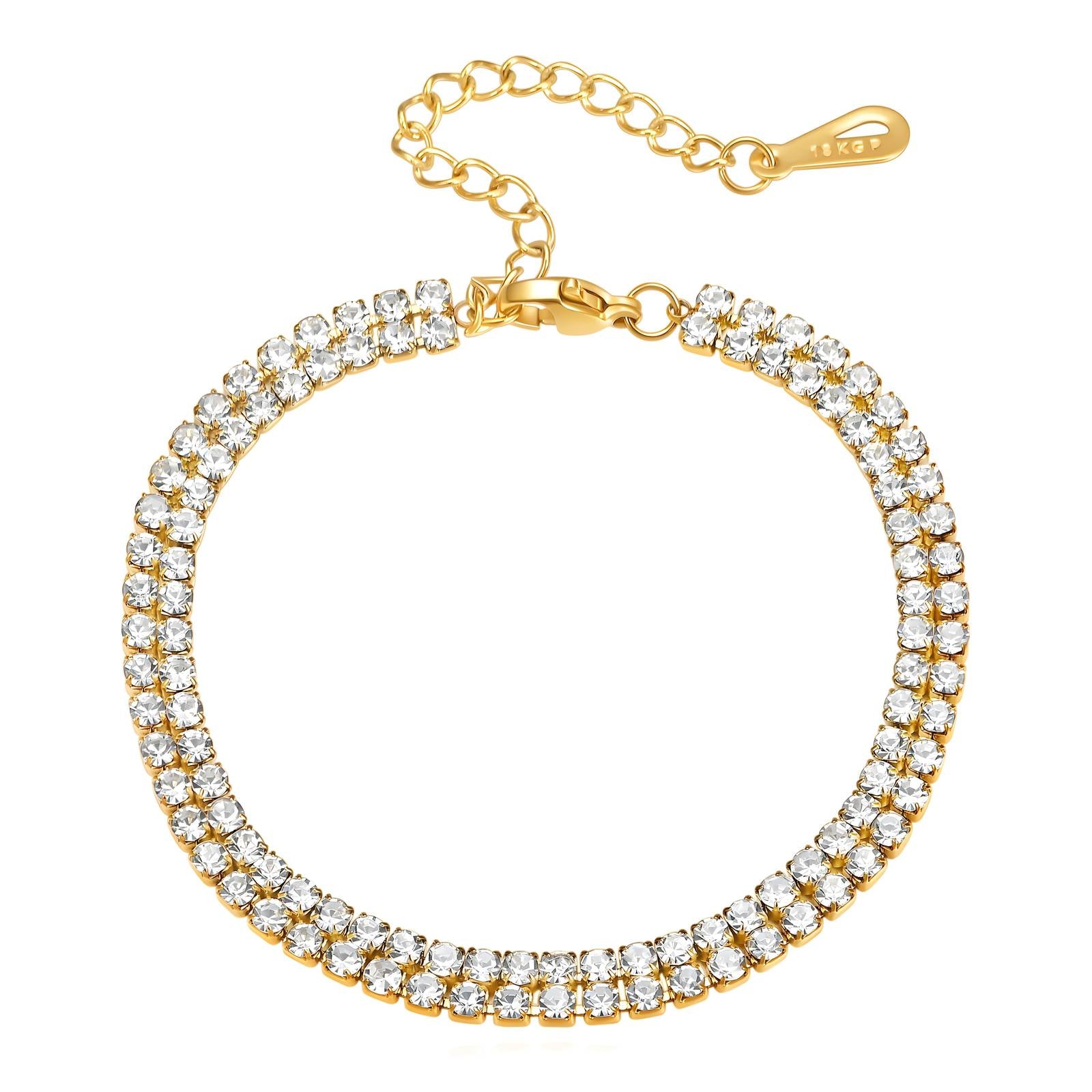 Tennis Bracelet, 18K Gold Plated Steel