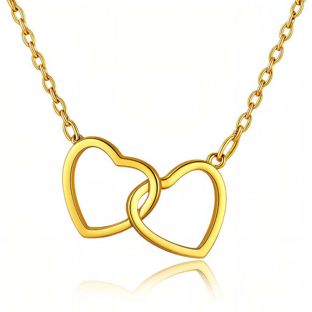 Hearts Necklace, 18K Gold Plated Steel