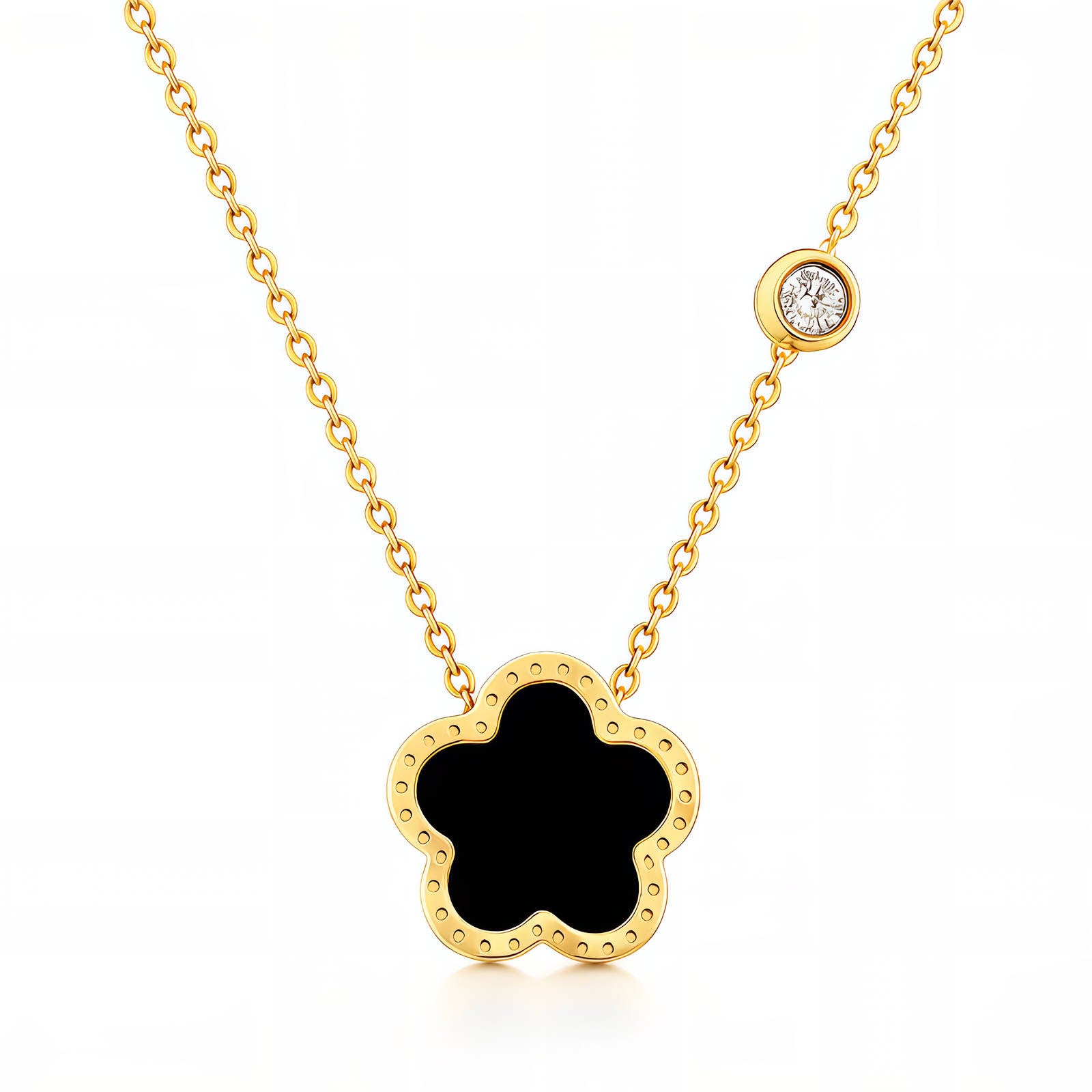 Flower Necklace, 18K Gold Plated Steel