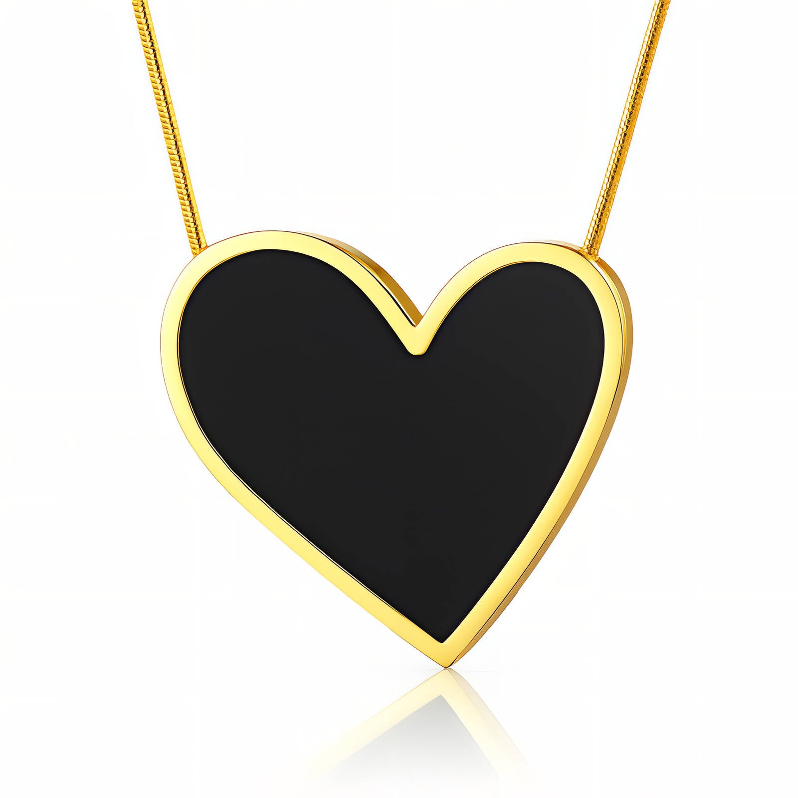 Heart Necklace, 18K Gold Plated Steel
